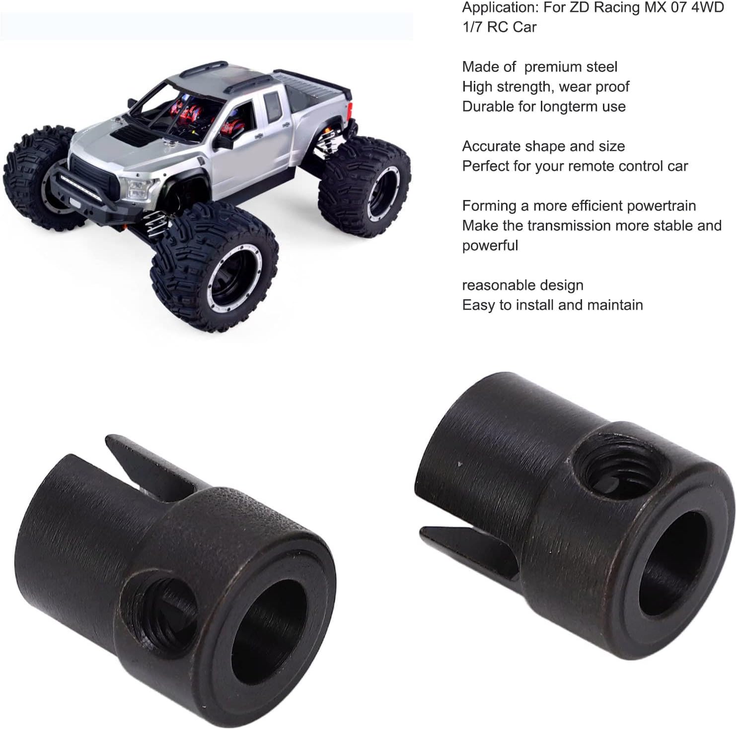 RC Drive Shaft, RC Fuel Bottle, RC Drive Cup, 2 Pcs RC Joint Cup Steel Driver Cup for ZD Racing 1/7 MX 07 RC Car Repair Part Accessories