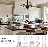 Vista 7 de Diflart Azulejos de espejo para despegar y pegar estilo metro, plateados, 3x6 pulgadas, salpicadero de espejo biselado para cocina, bar, azulejos