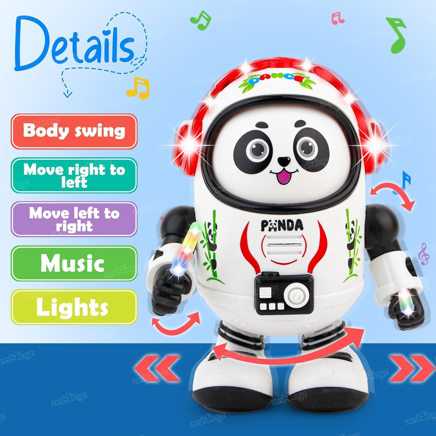 Buy Dancing Panda Robot Toy, White, LED Light Up, Musical with