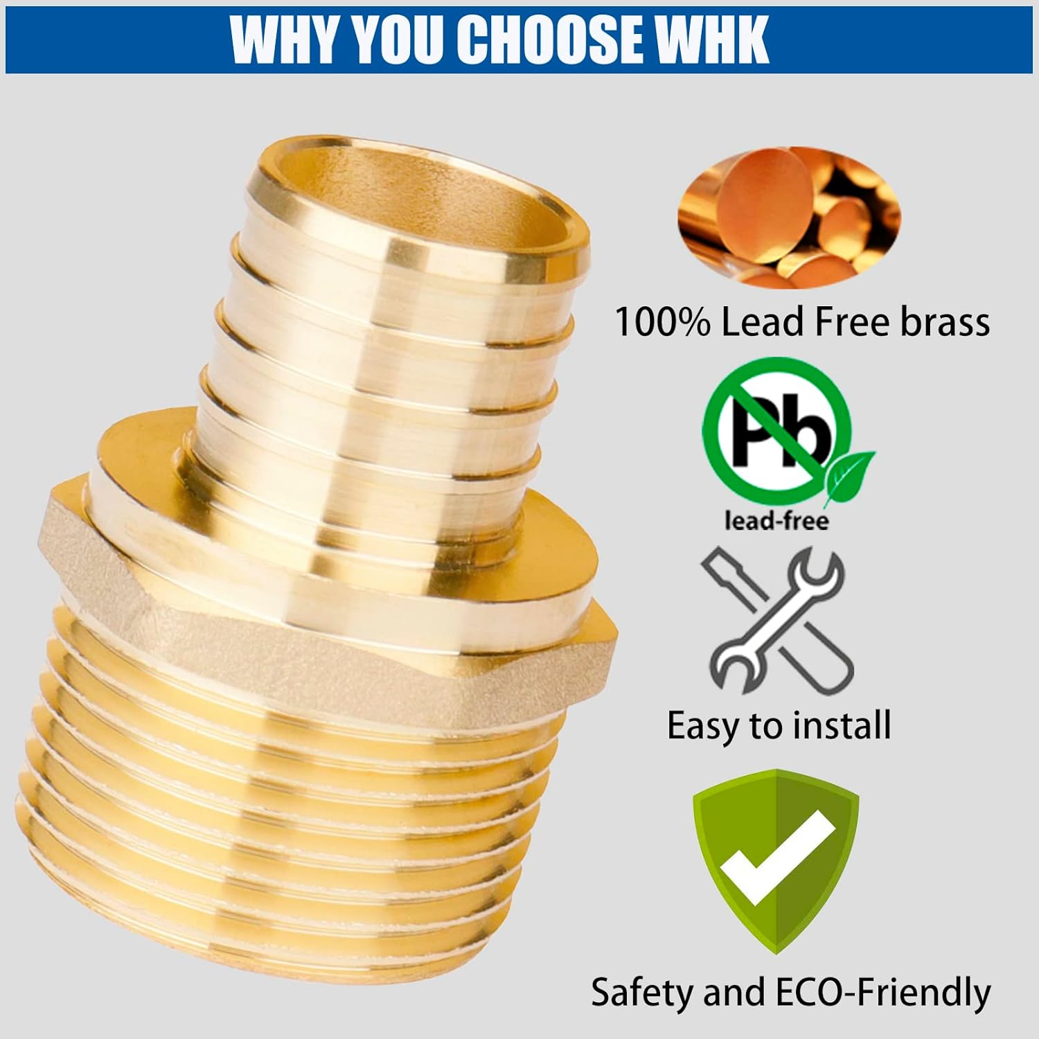 WHK 6 PACK PEX-B 1 inch X 1 Inch Male NPT (MNPT) Adapter Crimp Pex Fittings