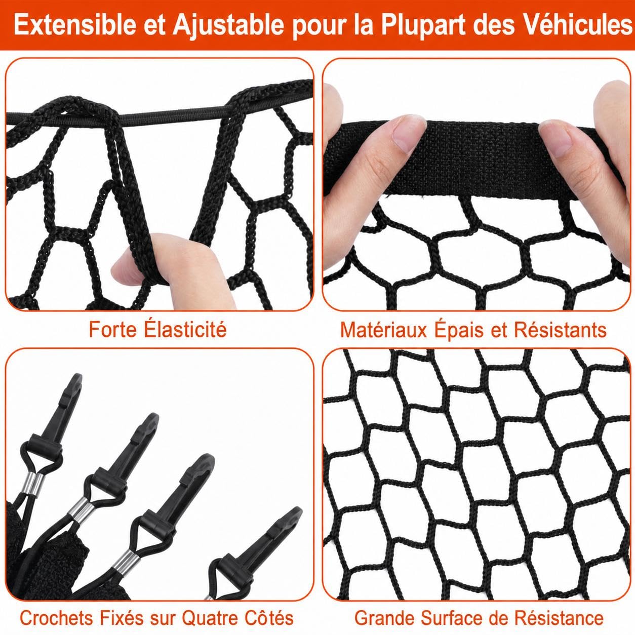 Zstar Filet de sécurité pour Chien Voiture – Barrière Universelle Coffre et siège Avant – Séparateur avec Poche de Rangement 130x90cm – Installation Facile – Noir