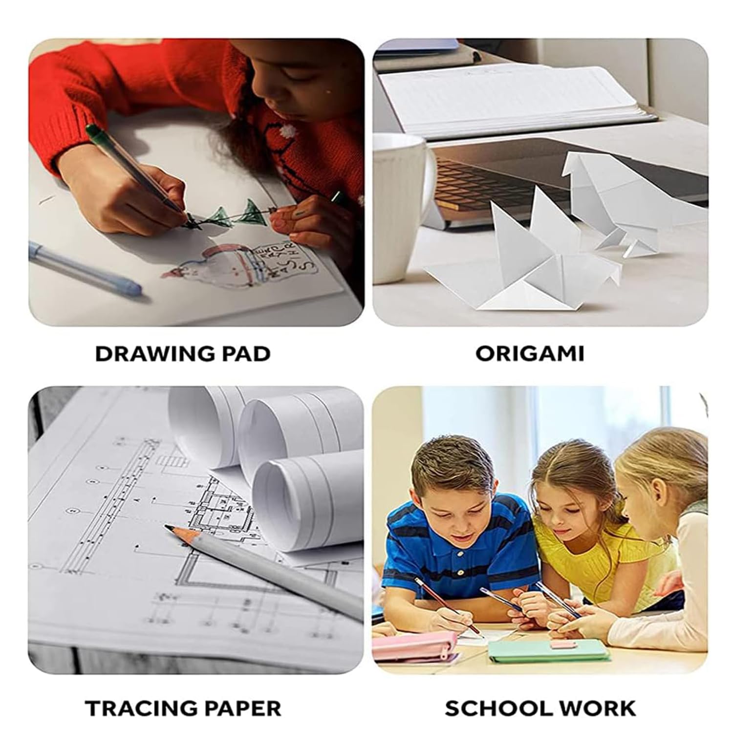 Lot de 200 feuilles de papier kraft blanc en vrac de 45,7 x 61 cm pour arts, dessin, projets de bricolage, emballage cadeau