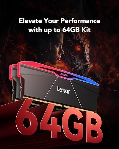 Miniatura 2 de Lexar ARES Gen2 RGB DDR5 RAM 64 GB Kit (2 x 32 GB) 6000 MHz CL30, memoria de escritorio UDIMM de 288 pines, memoria de computadora para juegos de