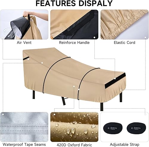 Miniatura 2 de NEVERLAND Funda impermeable para silla de patio, fundas de tumbona para exteriores con material resistente, funda impermeable 420D para sillas de