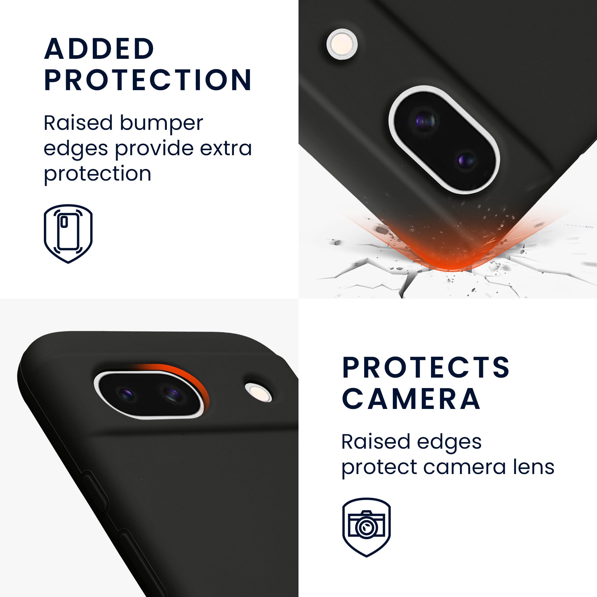 kwmobile Case Compatible with Google Pixel 8a Case - TPU Silicone Phone Cover with Soft Finish - Black Matte - Image 3