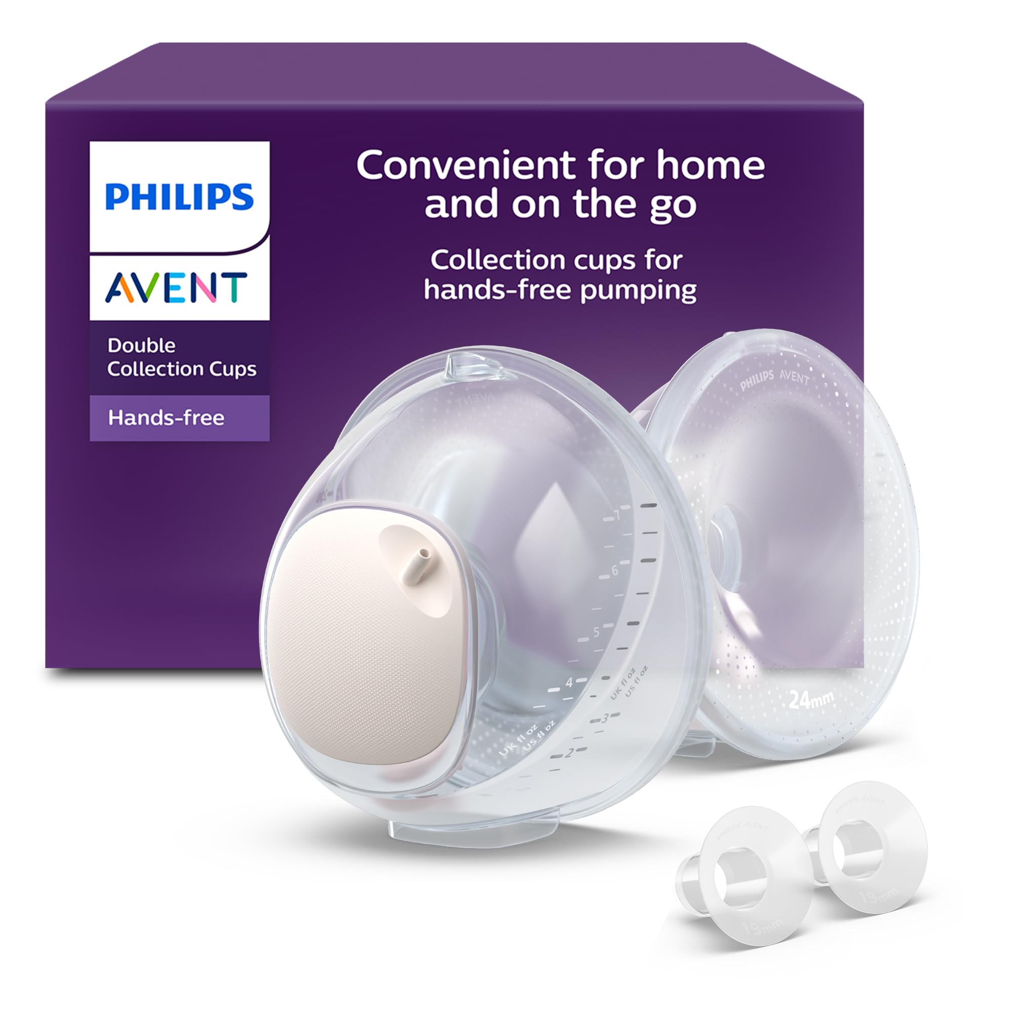 Philips AVENT Doppel-Auffangschalen freihändig ultraleichte, transparente Auffangbecher für die elektrische Milchpumpe, SCF439/01