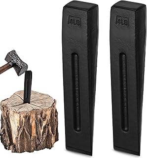 2 Pcs Manual Log Splitter Wedge Wood Splitting Wedges for Firewood 2 Way Black Design Forged Steel Tool for Easy Wood Splitting Sharpened Edge for Outdoor Logging Chopping (4 Lbs)