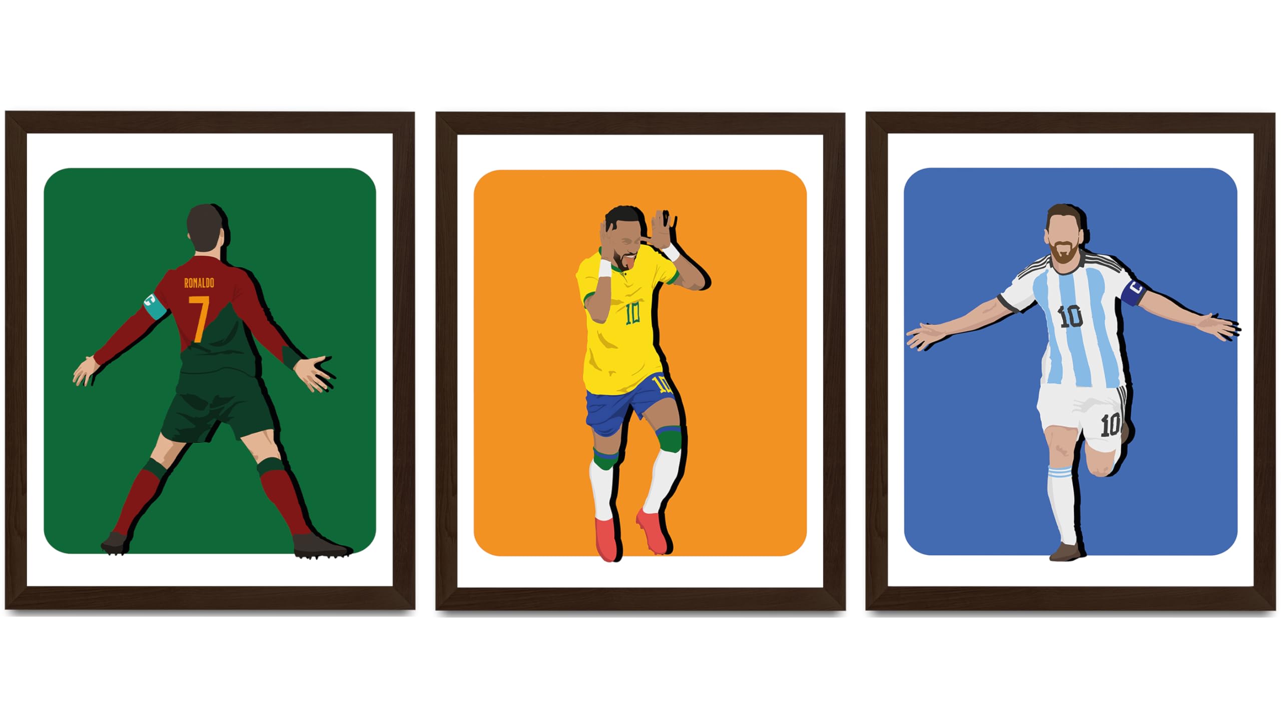 EDUS Watercolor Famous Football Superstar Ronaldo, Messi and Neymar 8X10 Inches Poster Prints, Set of 3 Soccer Posters For Boys Bedroom Wall Art, Sports Posters For Boys Room Decor (UNFRAMED)