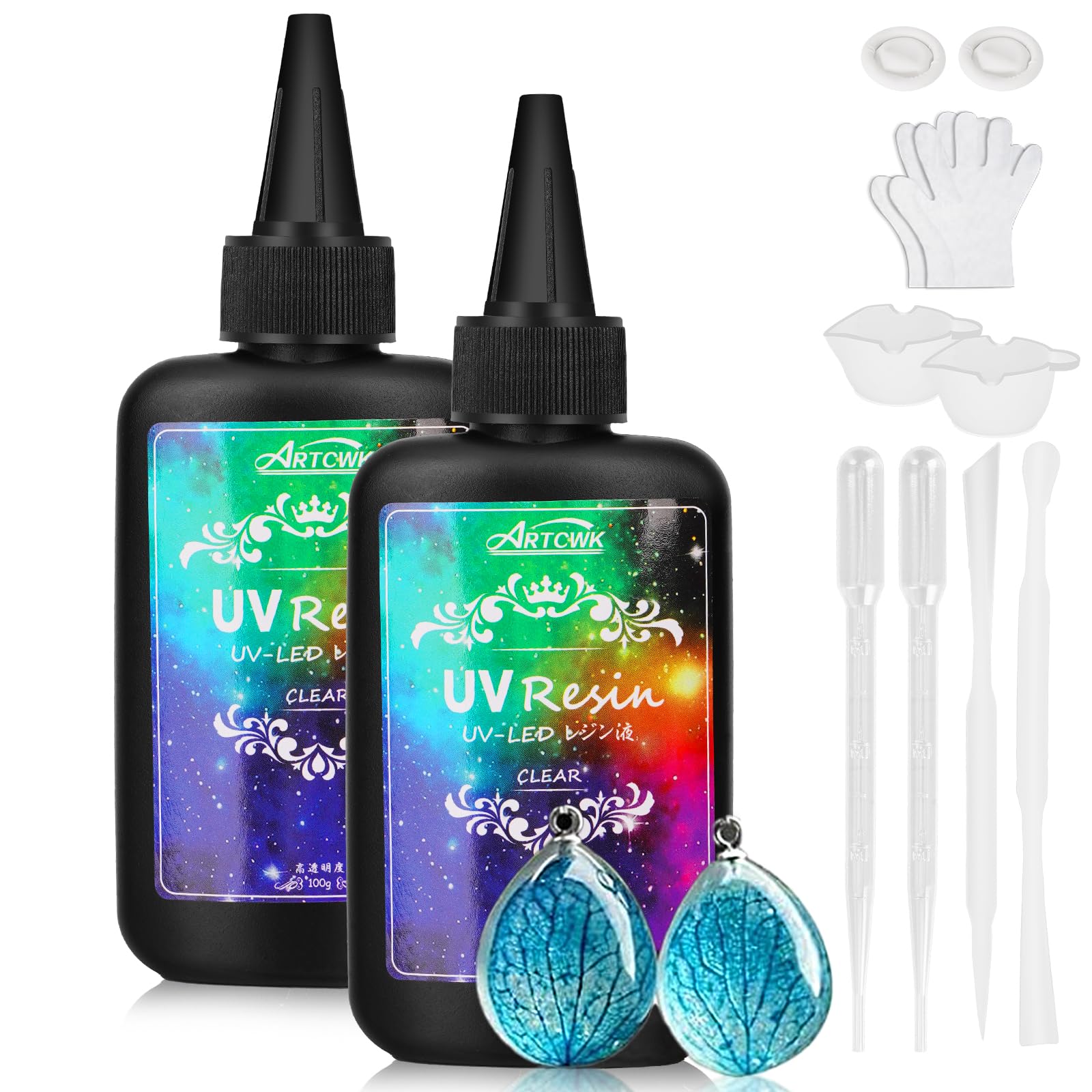 ArtCWK UV Resin - Crystal Clear, Low Viscosity, Fast Curing, Ultraviolet Epoxy Resin - 200g High Gloss UV Glue for Jewelry Making, DIY Crafts and Casting