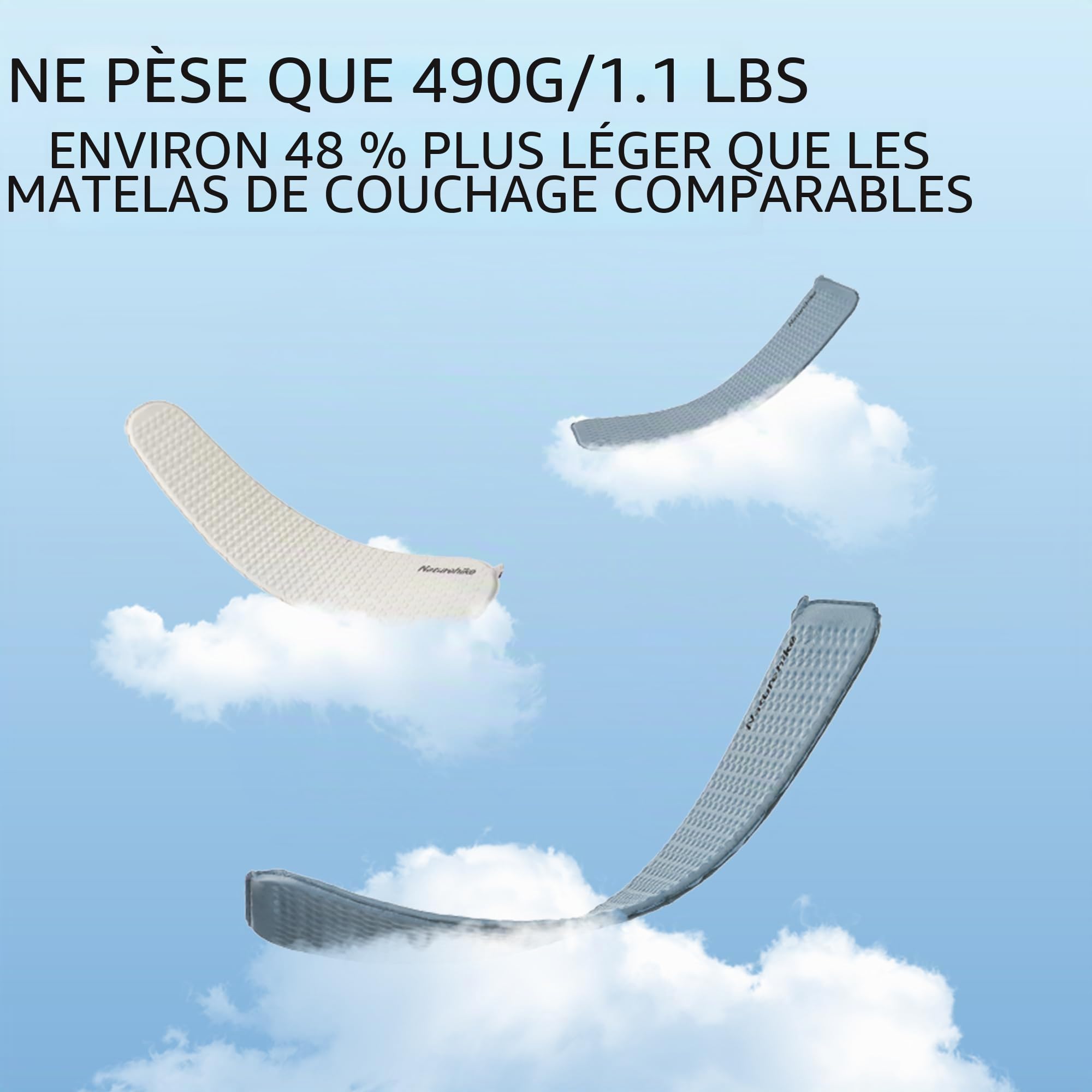 Naturehike Yugu Air Mattress Matelas isolant auto-gonflant 3,5 cm d'épaisseur Compact Compact Matelas gonflable léger pour le camping, le trekking et le sport