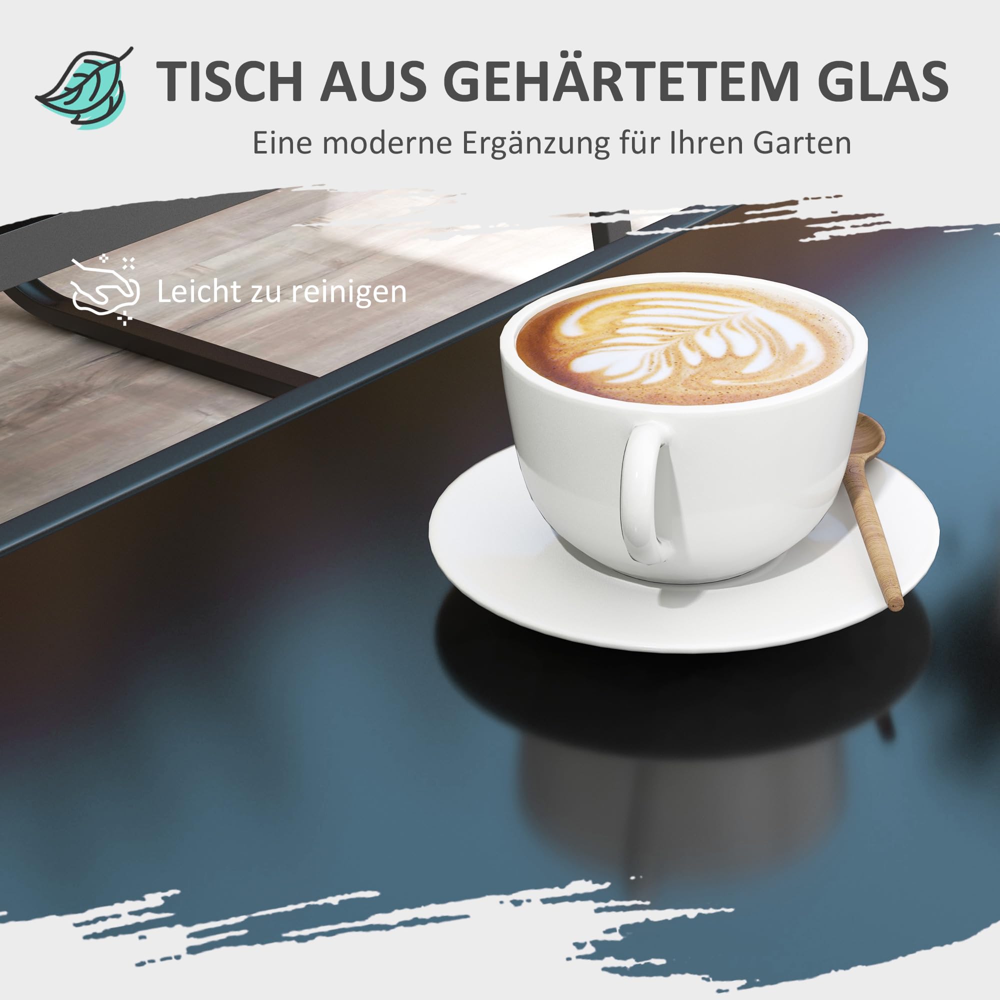 Outsunny Gartenmöbel-Set 4-TLG., Gartengarnitur mit 1 Zweisitzer, 2 Stühlen, 1 Couchtisch, Sitzgarnitur, Balkonmöbel-Set für Terrasse, Mesh, Schwarz
