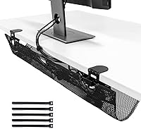 Vista 9 de Under Desk Mesh Cable Management – 36 inch Cable Manager Tray for Cord Power Strip -No Drill Cable Management - Safe Wire Management Net for Desks
