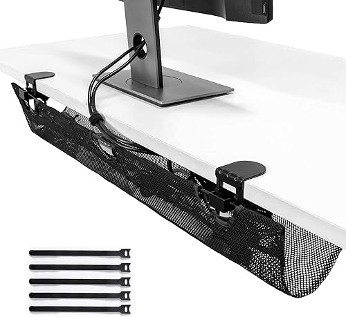 Miniatura 9 de Organización de cables de malla para debajo del escritorio, bandeja de administración de cables de 36 pulgadas para regleta de alimentación de