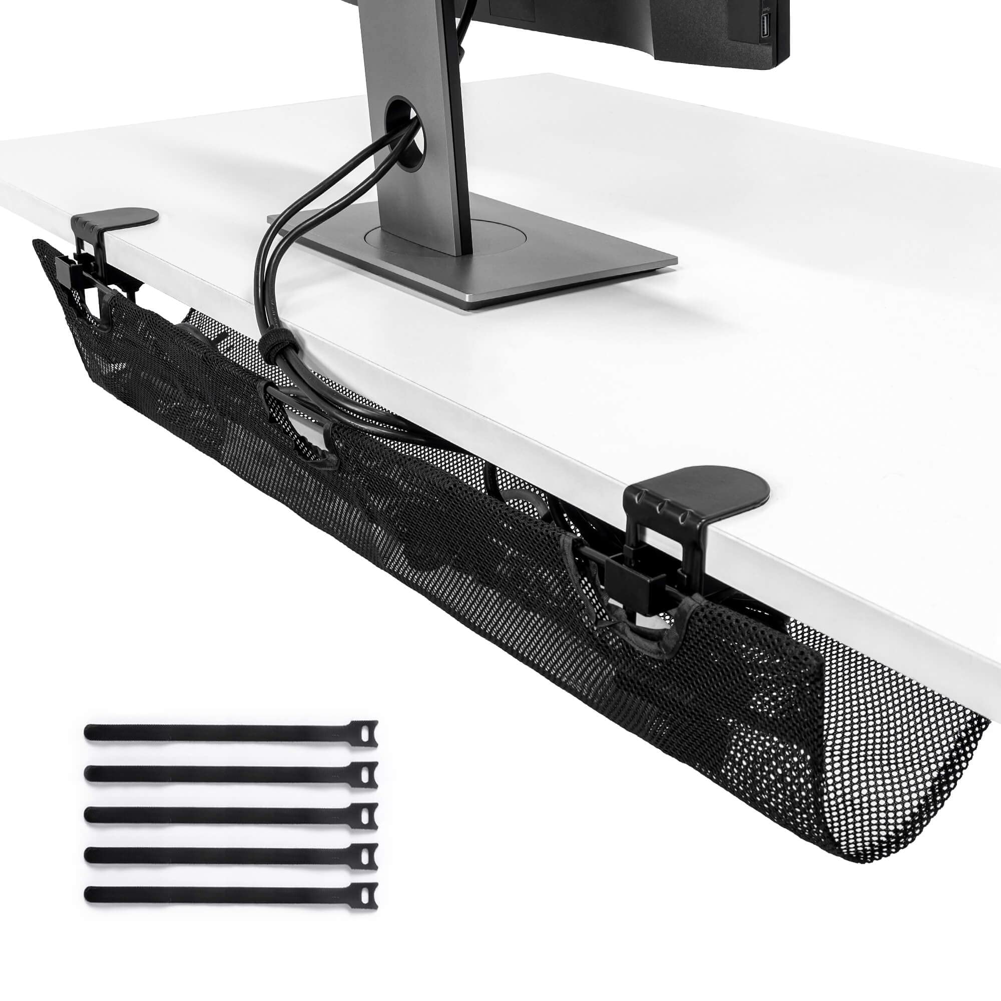 Kabel-Management-Tablett unter dem Schreibtisch, 91,4 cm, kein Bohren, Kabel-Organizer für Steckdosenleiste, sicheres Drahtnetz für Schreibtische, Büro und Zuhause (schwarz)