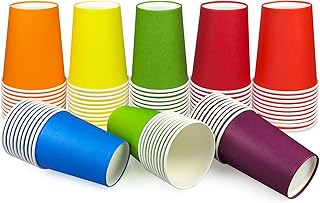 JNBGTU 80Pack Disposable Paper Cups, 260ml Party Cups 9 Ounce Multicolored Drinking Cups, Biodegradable and Compostable for Party DIY Holiday Wedding Birthday