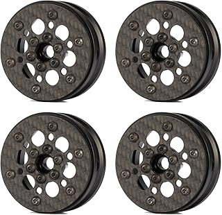 Linsvirgo 4PCS 1.9 Inch Carbon Fiber Beadlock Wheels, Ultra Lightweight Wheel Rims Fit for 1/10 RC Crawler Car TRX4 TRX6 Axial SCX10 I II III 90046 AXI03007 Capra Element Enduro Gmade R1 - B