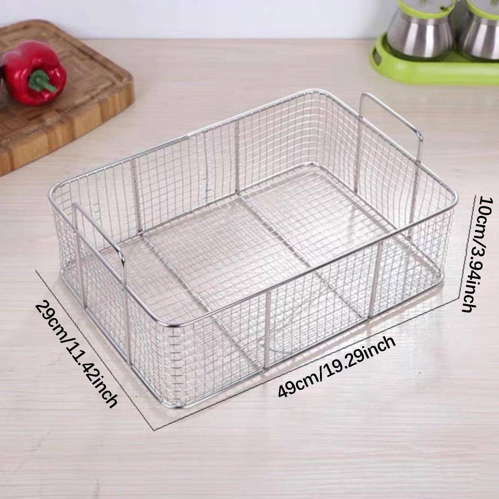 Cesta Coladora de Acero Inoxidable para Freír, Utensilio de Cocina con para Aceite Y Agua Caliente, Apta para Uso Comercial Y Doméstico.