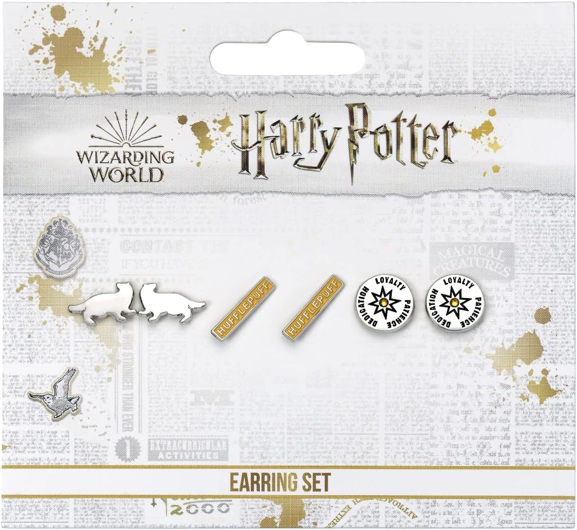 Official Harry Potter Hufflepuff Set of 3 Stud Earrings