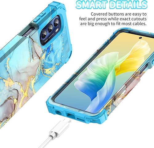 Miniatura 3 de Funda para Moto G Stylus 2022 5G4G, diseño de mármol, tres capas, resistente, protección a prueba de golpes, plástico duro, goma de silicona suave,