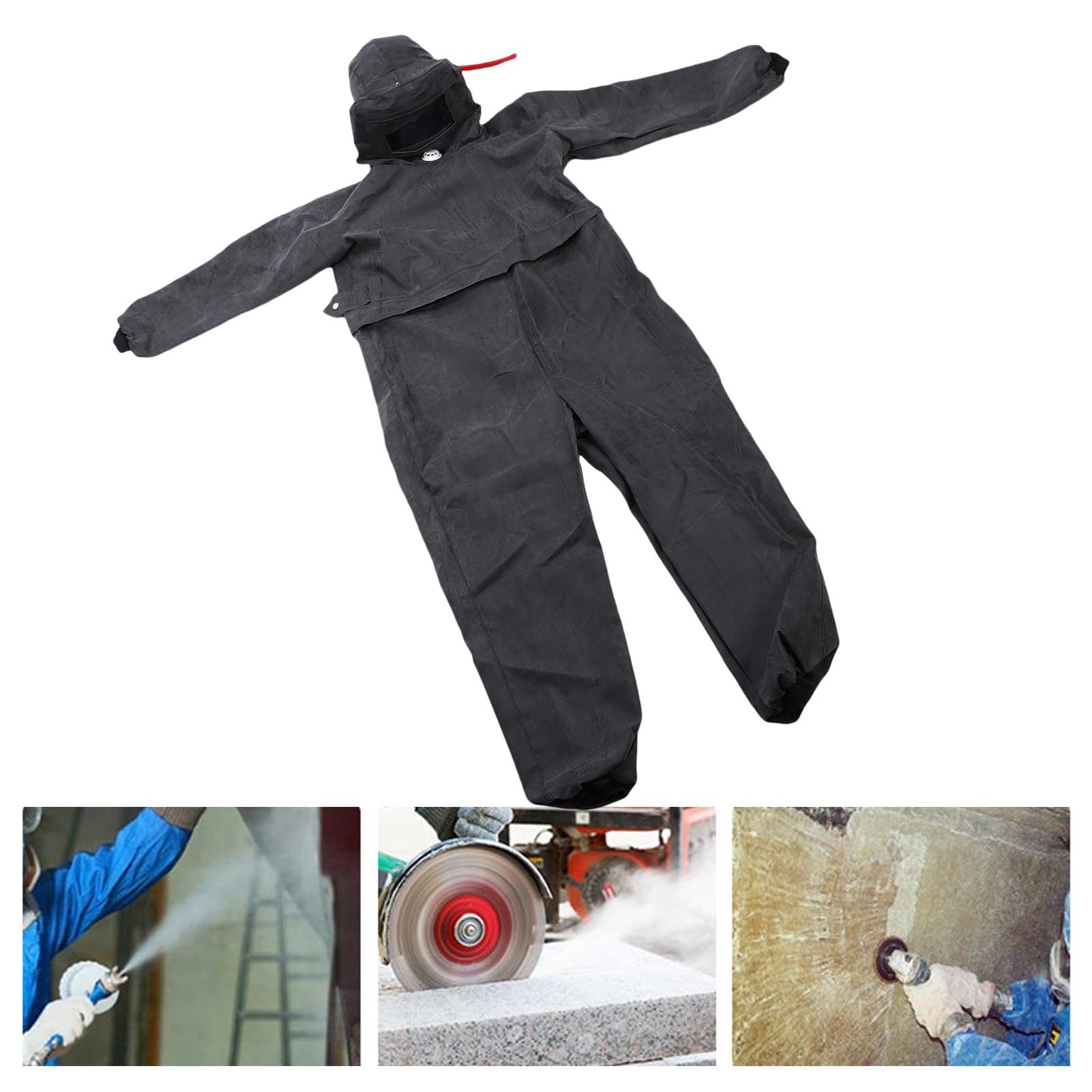 Eujgoov Arbeitsschutz-Sandstrahlanzug, Gummituch mit Schutzhelm, Umfassender Schutz für Maler und Mechaniker, Ideal für Sandstrahl- und Lackierarbeiten