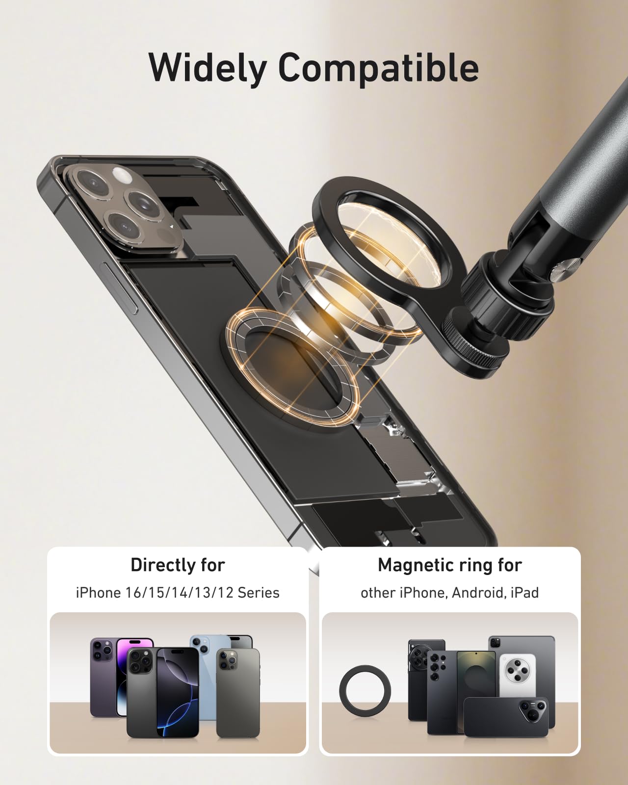 TELESIN Magnetische Handyhalterung Bett - 360° Drehbarer Handy Halterung-Kompatibel mit MagSafe, Handyhalterung Tisch für Phone/Tablet, usw, Holder für Schlafzimmer, Schreibtisch beim Lesen/Streaming