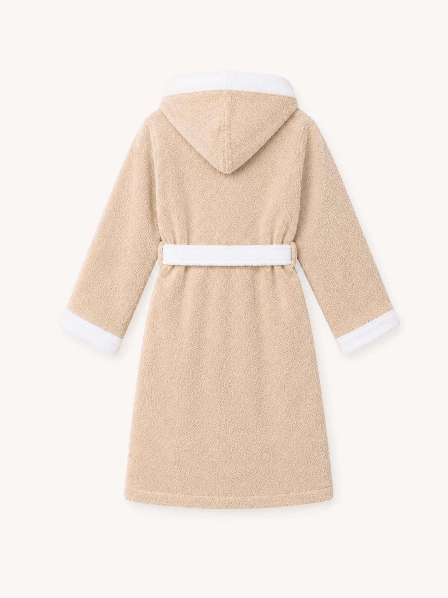 RANGOLI Noble 100% Cotton Terry Kids Bathrobe, 400 GSM, Ultra Soft Plush Hooded Bathrobe for Girls with 2 Pockets and Attached Adjustable Belt | Gown Bathrobe for kids Girls 13-14 Years, Beige 3