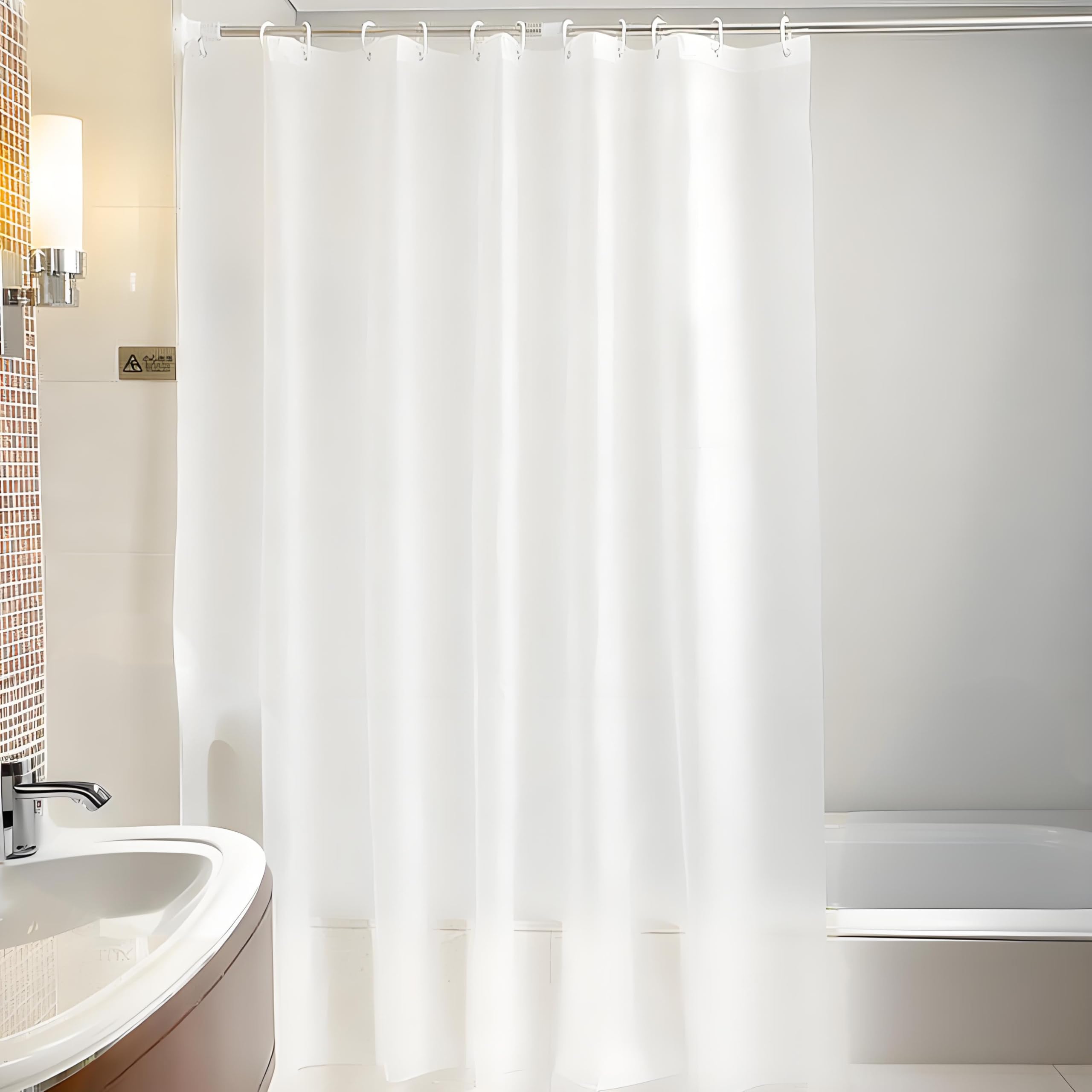 Yoowish White PEVA Shower Curtain - 180x180 cm (71x71 Inches), Waterproof, Lightweight, Anti-Drift, Washable Bathroom Curtain, Mould Resistant and Durable Shower Liner for Bathroom