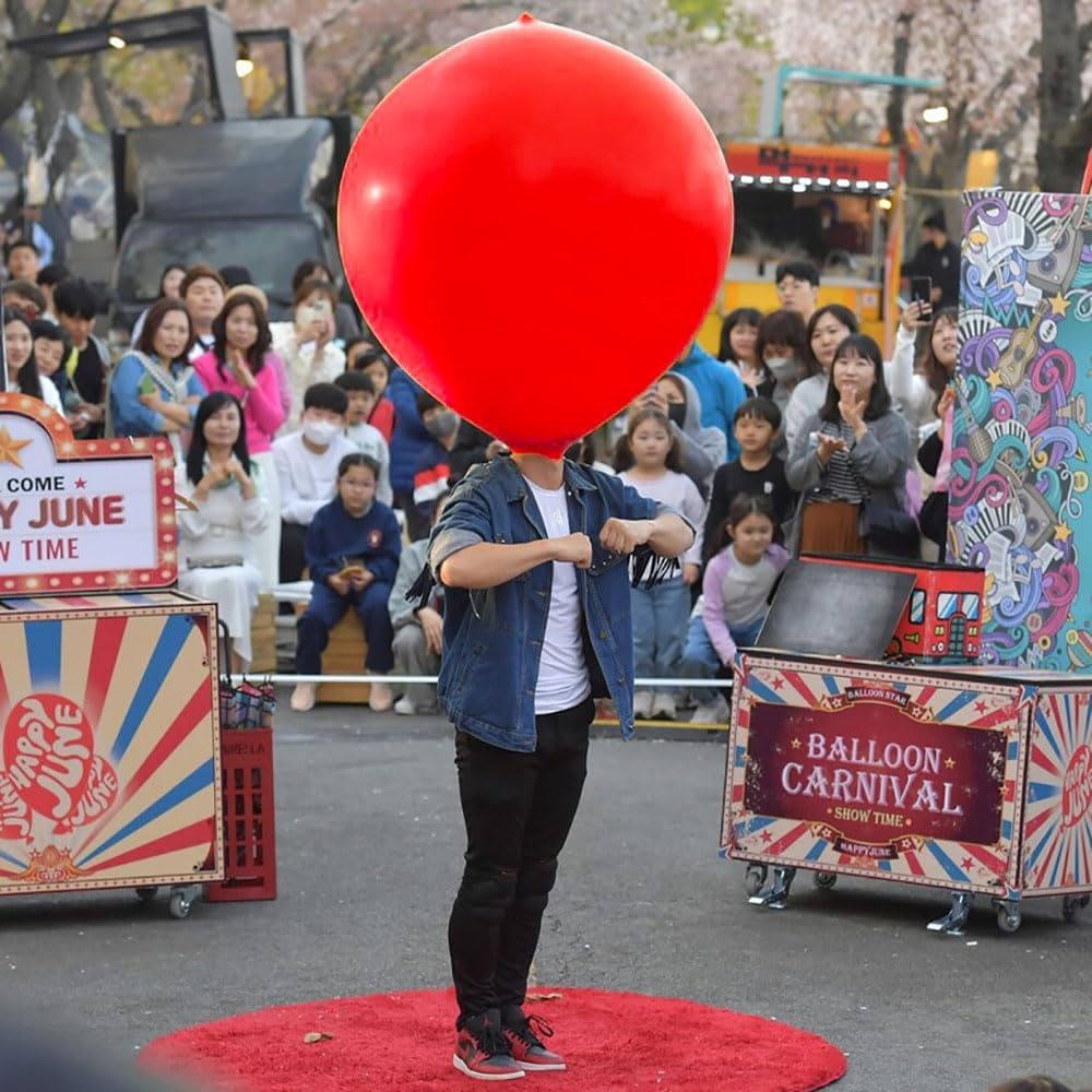 Giant Balloon 90 inch - Giant Human Balloon, Red, Reusable, Thick Latex, 1 Count, General Celebration Performance, Decorative Balloons