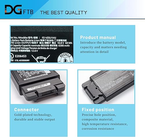 Miniatura 2 de DGFTB FZ-VZSU1HU - Batería de repuesto para portátil PANASONIC TOUGHBOOK Serie 55 FZ-55 Mk1 Mk2 PN 3INR19/66-2 mayor capacidad (10.8V 68Wh/6300mAh)