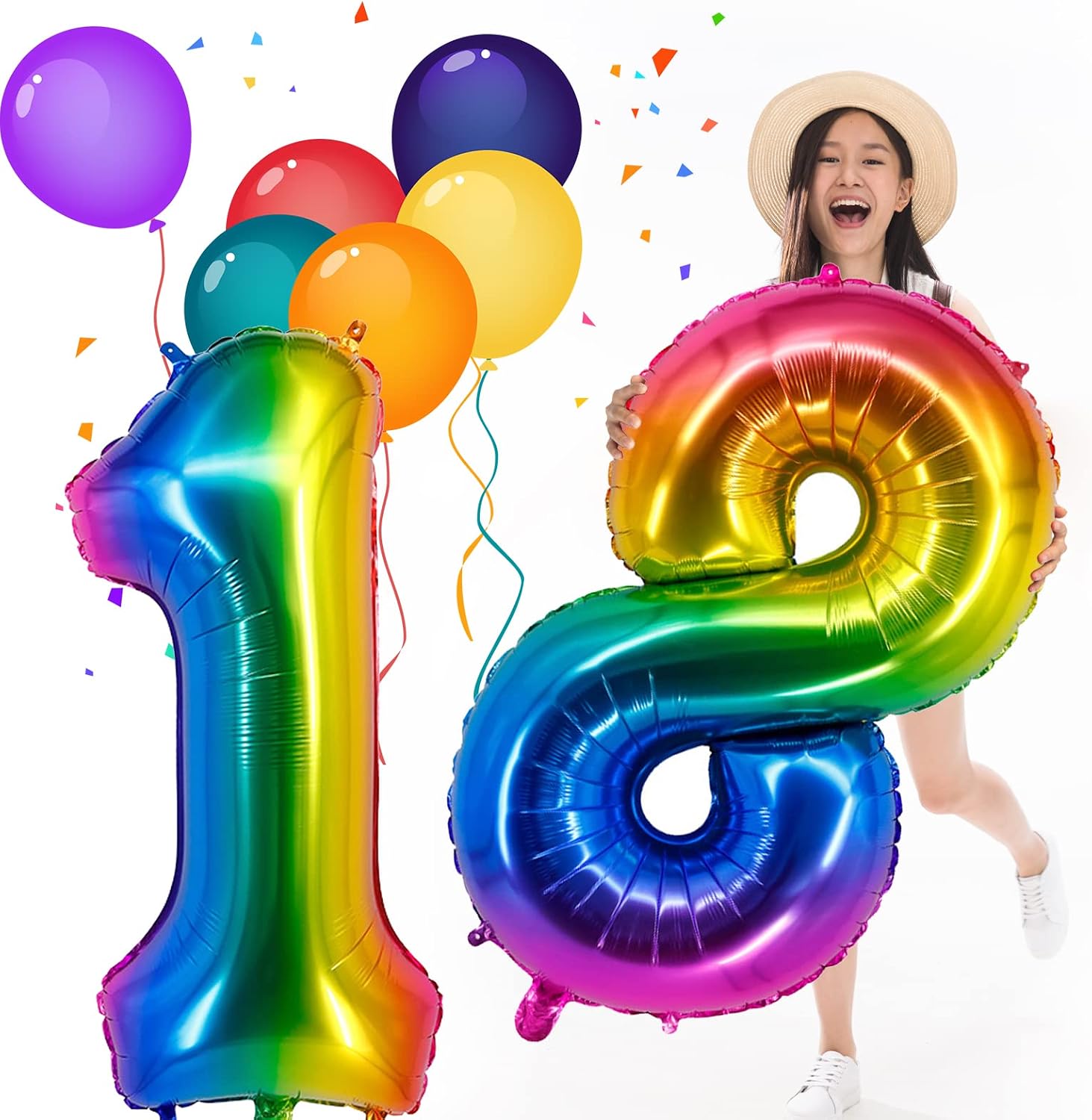 40in Rainbow Number 2 Balloon for Birthday Party with Straw(2th) image 4