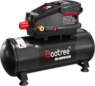 4 Gallon Portable Air Compressor, Max 110PSI Oil Free Air Compressor Tank, 0.5HP Motor 0.6SCFM@90 PSI,1.0SCFM@40PSl Garage Air Compressors for Car Repair, Spray Painting, Woodwork Nailing