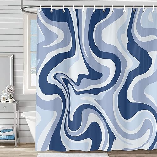 Miniatura 3 de Cortina de ducha estilo retro bohemio de los años 70 para decoración de baño, tela lavable, 72 x 72 pulgadas