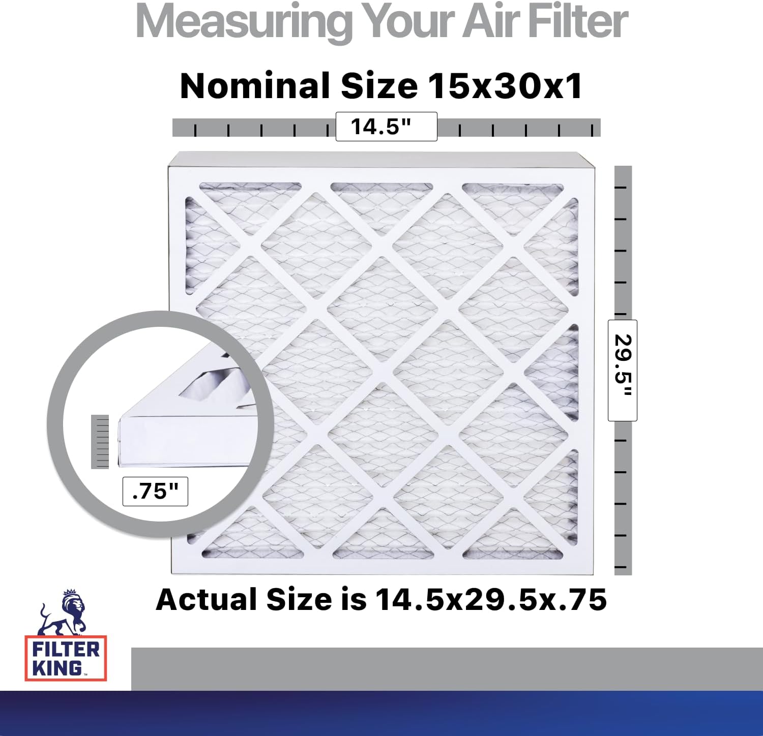 Filter King 15x30x1 Air Filter | 4-PACK | Carbon MERV 8 HVAC Pleated A/C Furnace Filters | MADE IN USA | Actual Size: 14.5 x 29.5 x .75"