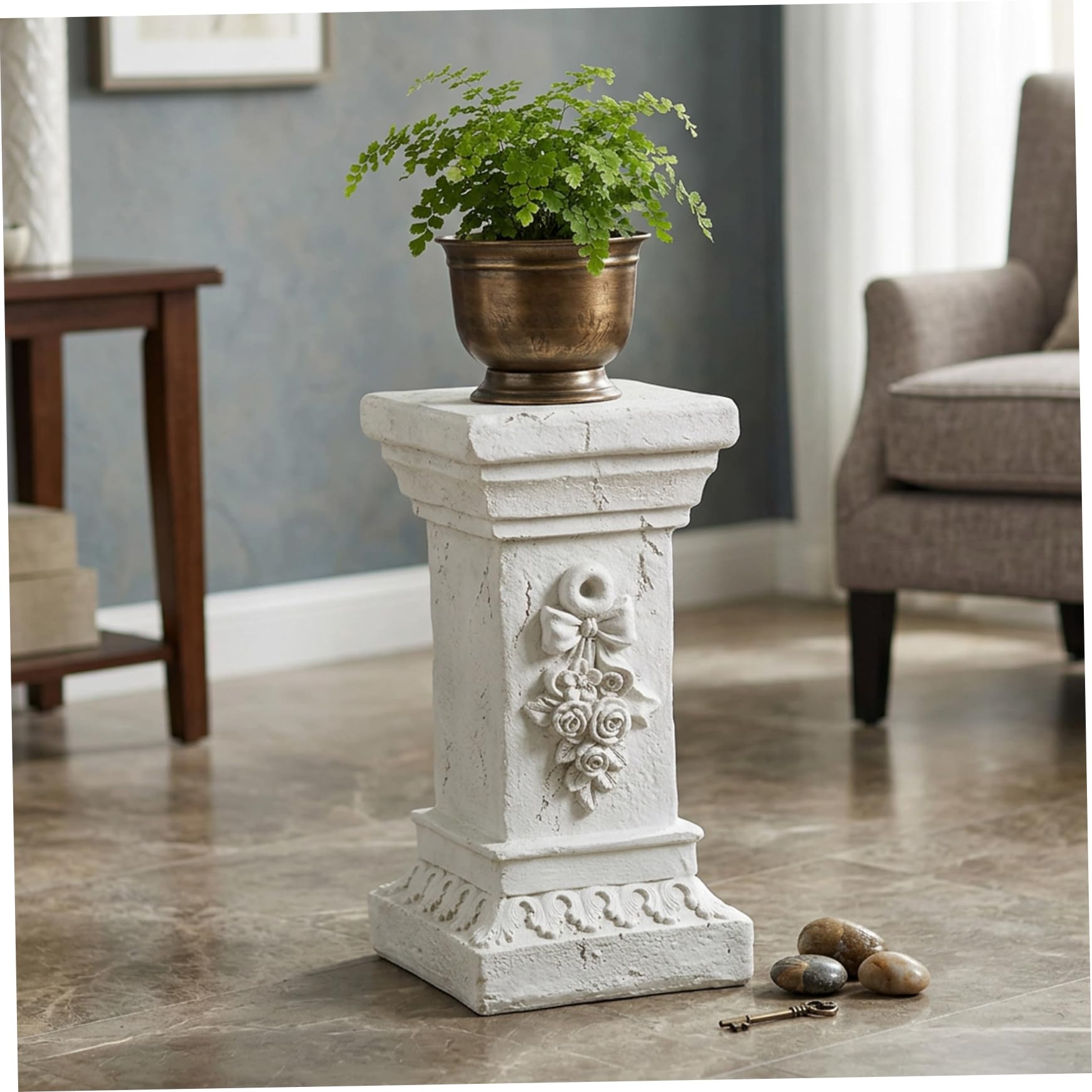 Colonnes et piliers européens élégants, Colonne et Pilier en résine résistante aux intempéries pour Statues, Pots de Fleurs, décor 11, 81 x 6, 69 x 6, 69 Pouces, Support de jardinière