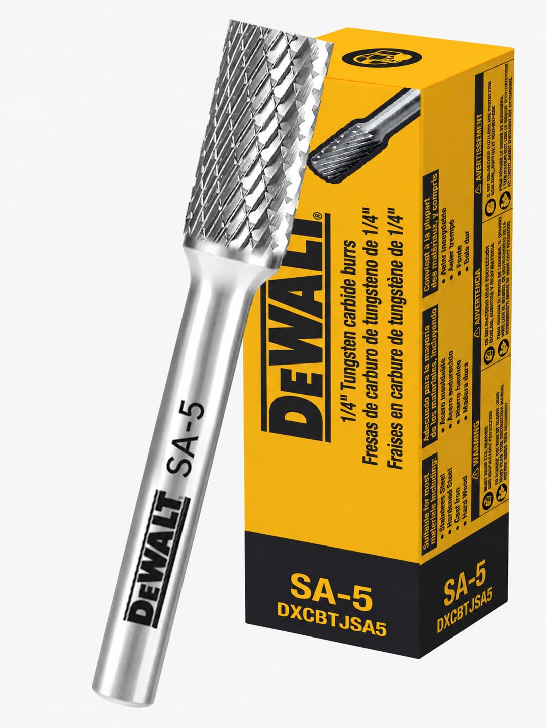 Single DEWALT Tungsten Carbide Burr Size SA-5 with 1/4" Shank for Tough Metalworking (DXCBTJSA5)