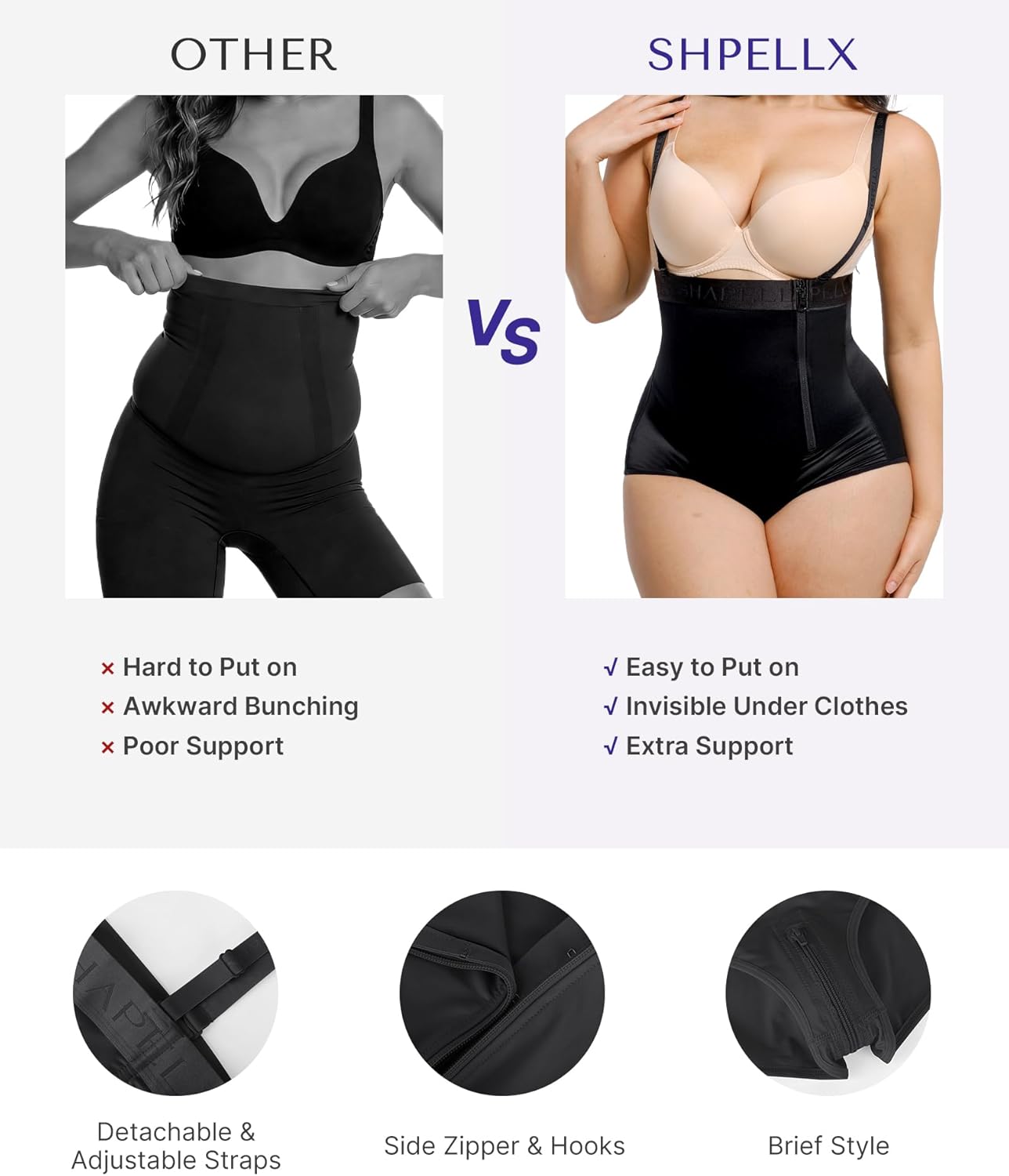 SHAPELLX High Waisted Shapewear for Women Tummy Control Body Shaper Fajas Colombianas Compression Bodysuit Control Panties - Image 2