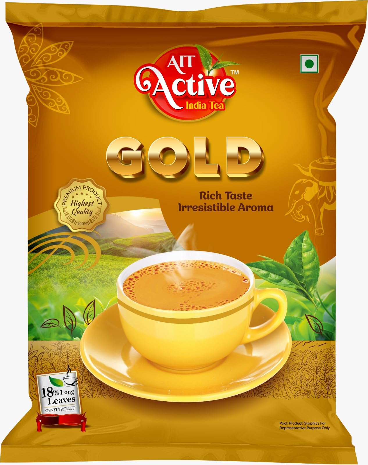 AIT presents Active India Tea Gold CTC 250g | Blended with long flavory Darjelling leaves | Crafted with Finest Tea Leaves plucked from the tips of the plantation for Luxurious Experience-image-44