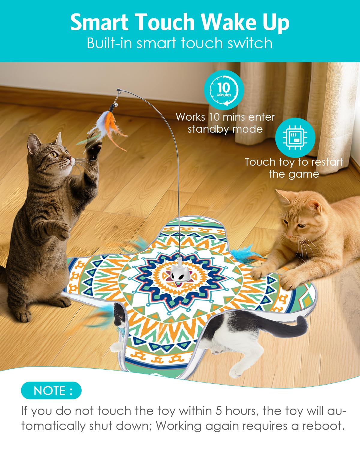 Juguete interactivo para gatos, juguetes recargables para gatos de interior, juguete automático de persecución de gatos, escondite, 2 modos, base de succión autosuficiente, juguetes de plumas