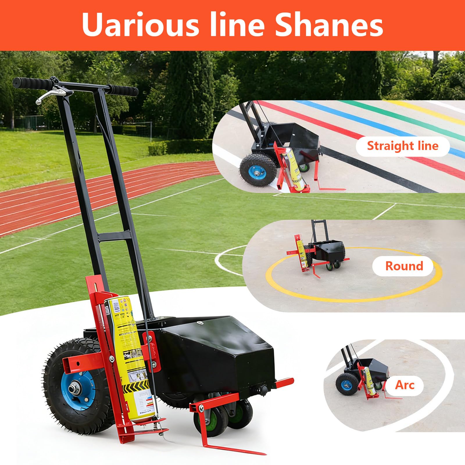 Carrello Traccialinee, Marcatura Linee Macchina Tracciatura 4 Ruote, Larghezza Regolabile 5-18 cm, Design a Spinta Manuale,Lavoro in Piedi,Risparmia Tempo e Fatica B-Basicmodel