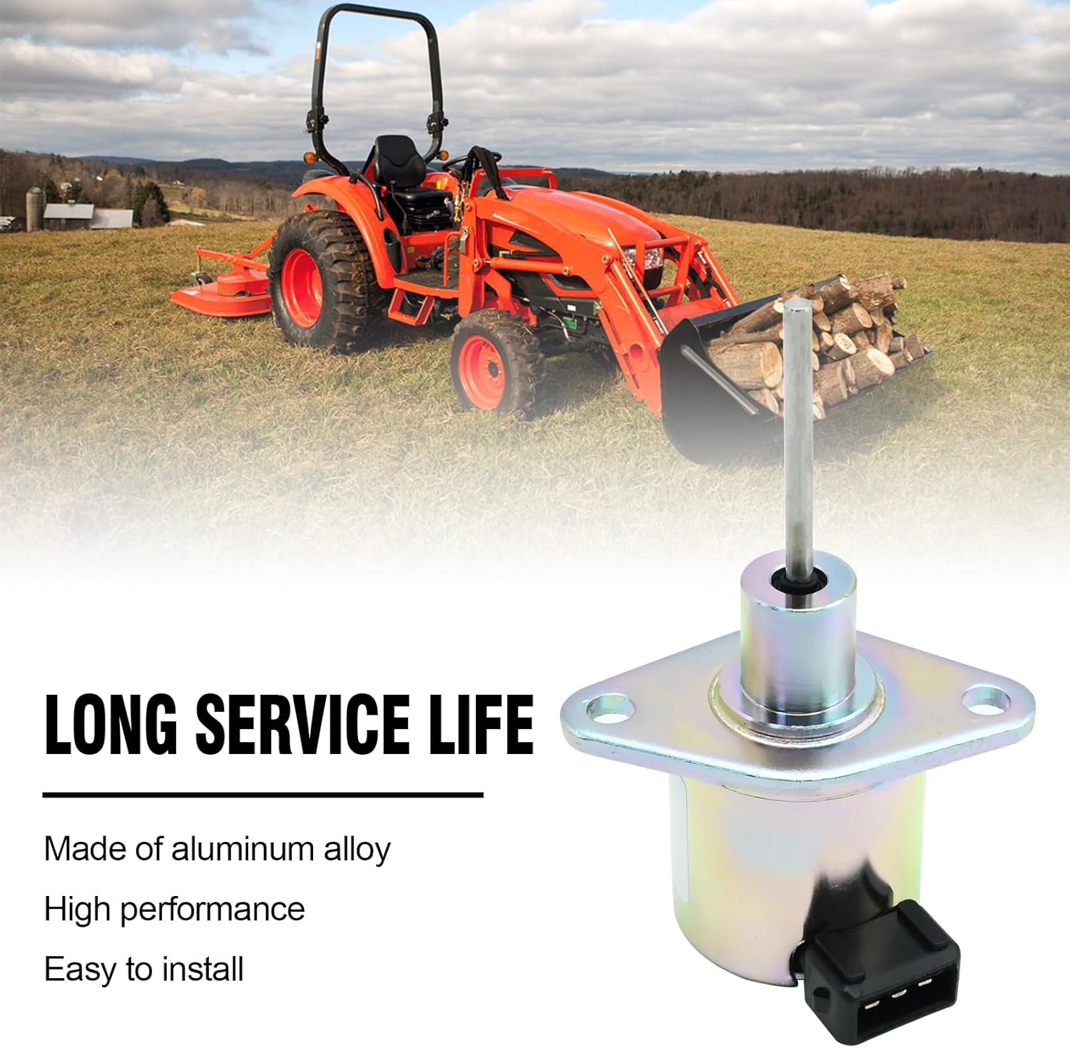 MDEOOSKY E6820 60011 Engine Stop Solenoid 12V Fuel Shut Off Solenoid Replacement for Kioti Tractor CK2510HF CK2510F CK25, Replaces E6820 60010