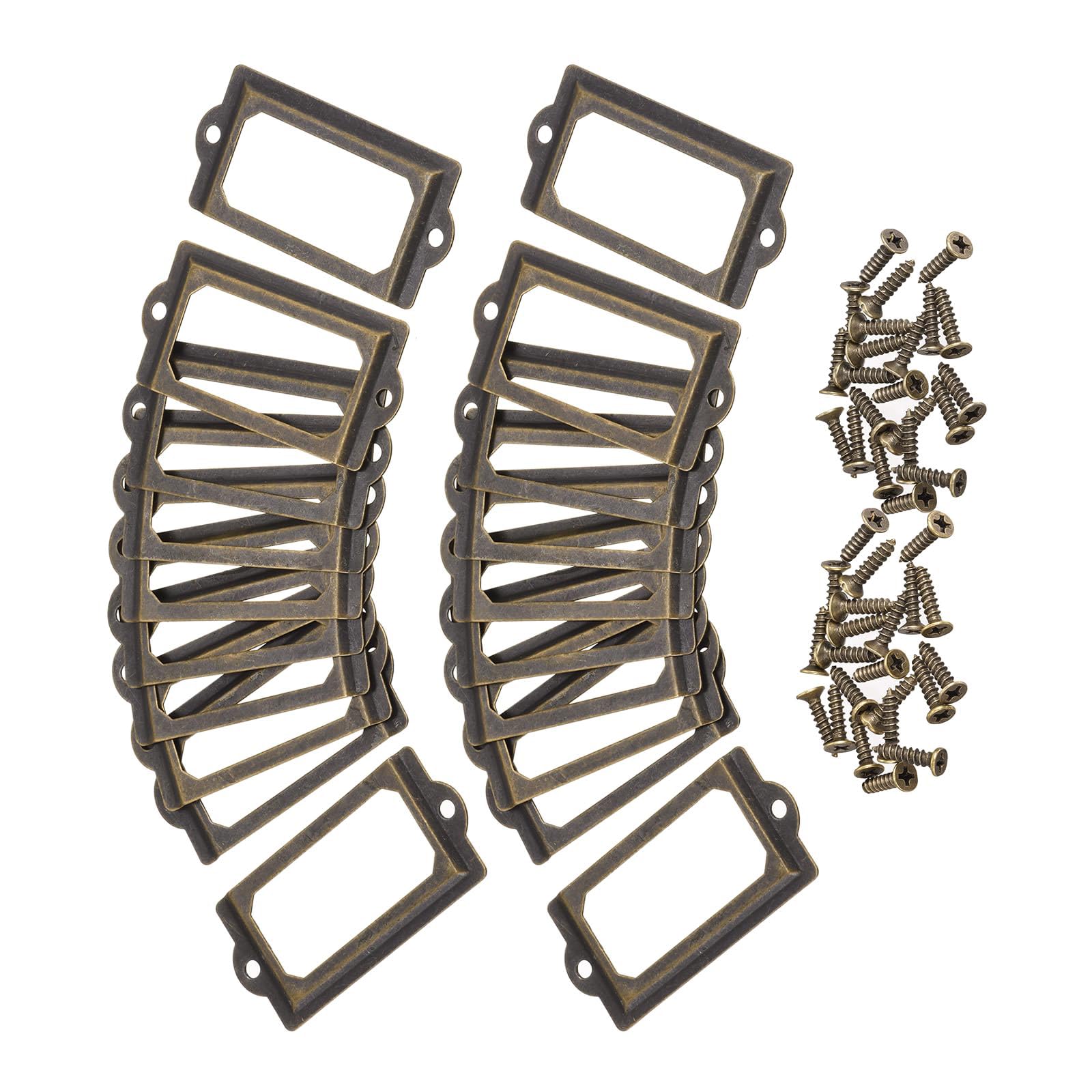TA-VIGOR 70 x 33mm Antique Metal Label Holders Flie Card Frame 20pc Bronze