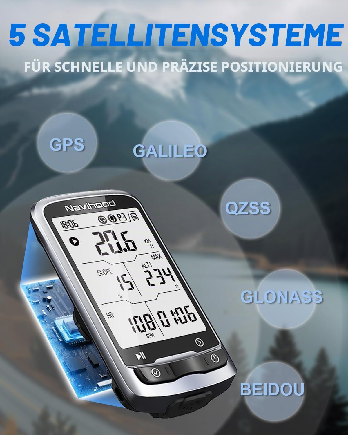 L4 Einsteiger GPS-Fahrradcomputer kabellos, laminierter 2,3-Zoll-Bildschirm, ultradünn und leicht, IPX7 wasserdicht, Bluetooth ANT+ Fahrradcomputer