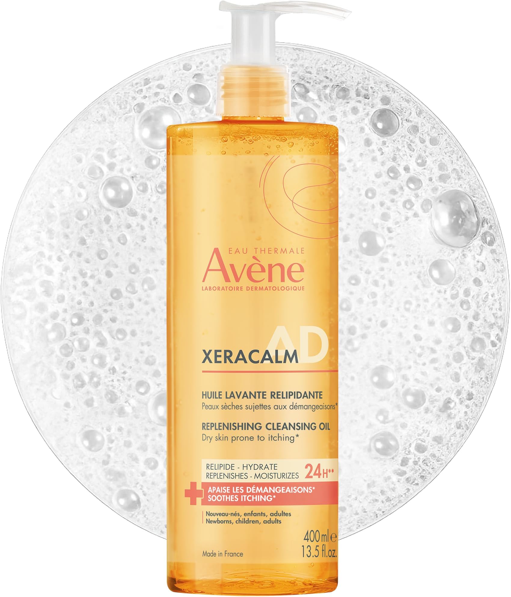 Avène XeraCalm A.D Lipid-Replenishing Cleansing Oil, Atopic Dermatitis, Eczema-Prone, Fragrance-Free, Pump, 13.5 oz.