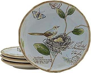 Fitz and Floyd Toulouse Accent Salad Plates, Set of 4, 9-Inch, Blue