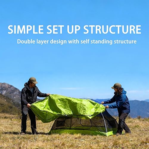 Miniatura 6 de CANTUO Tienda de campaña para 2 personas, tienda de campaña de 3 estaciones, ultraligera, impermeable, resistente al viento, fácil de configurar