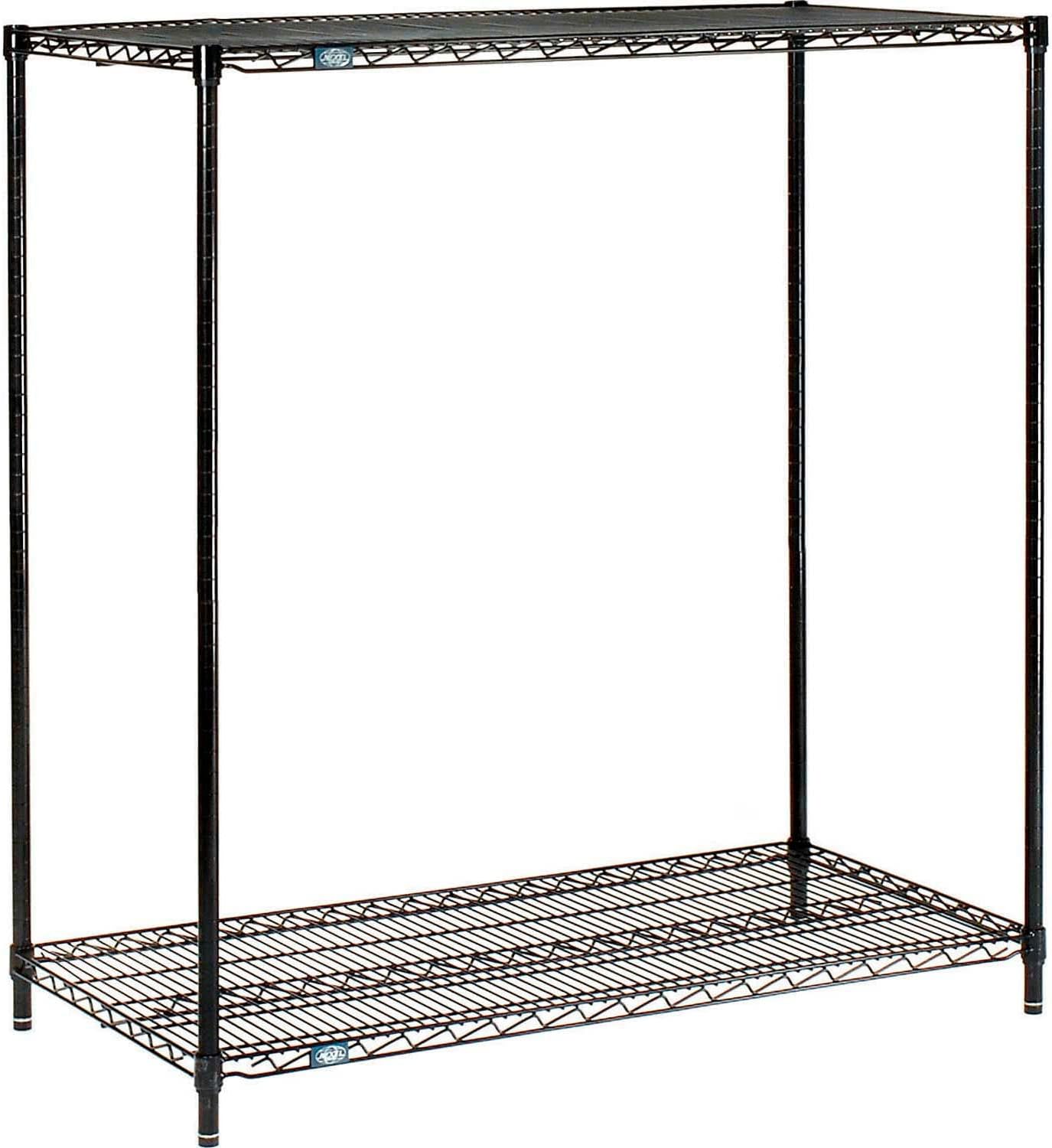 Nexel Black Epoxy, 2 Tier, Wire Shelving Starter Unit, 72" W x 24" D x 34" H