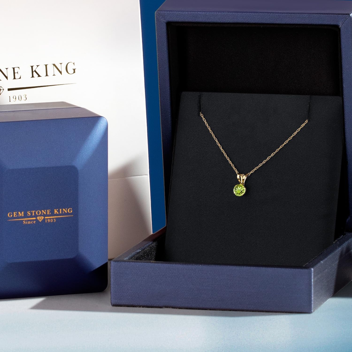 Gem Stone King 14K Yellow Gold Green Peridot Pendant Necklace for Women | 0.30 Cttw | Gemstone August Birthstone | Round 4MM | With 18 Inch Chain - Image 5