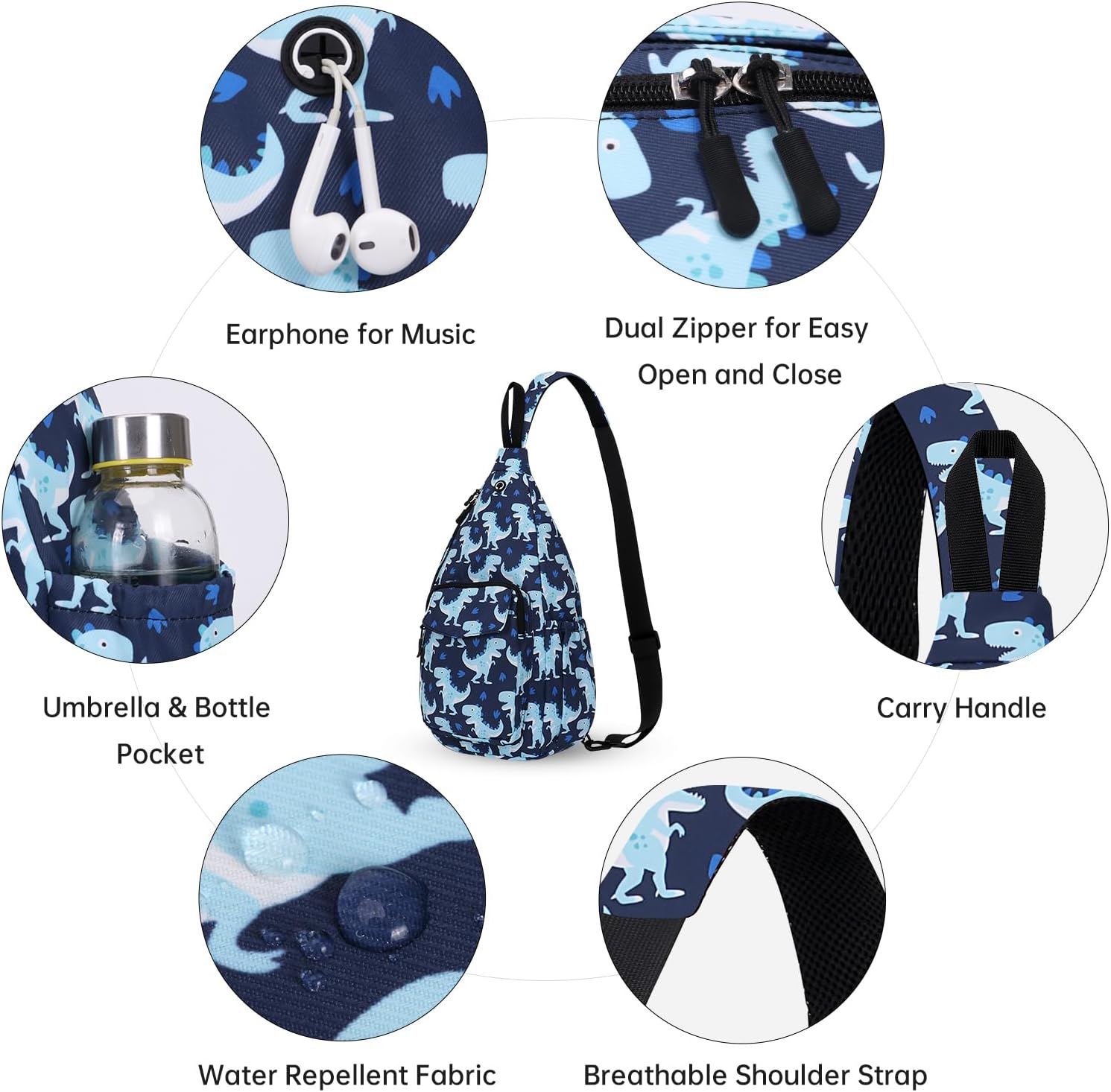 Convertible Sling Backpack Crossbody Chest Bag for Women Men Left and Right Shoulder Purse Water Repellent Gym Daypack