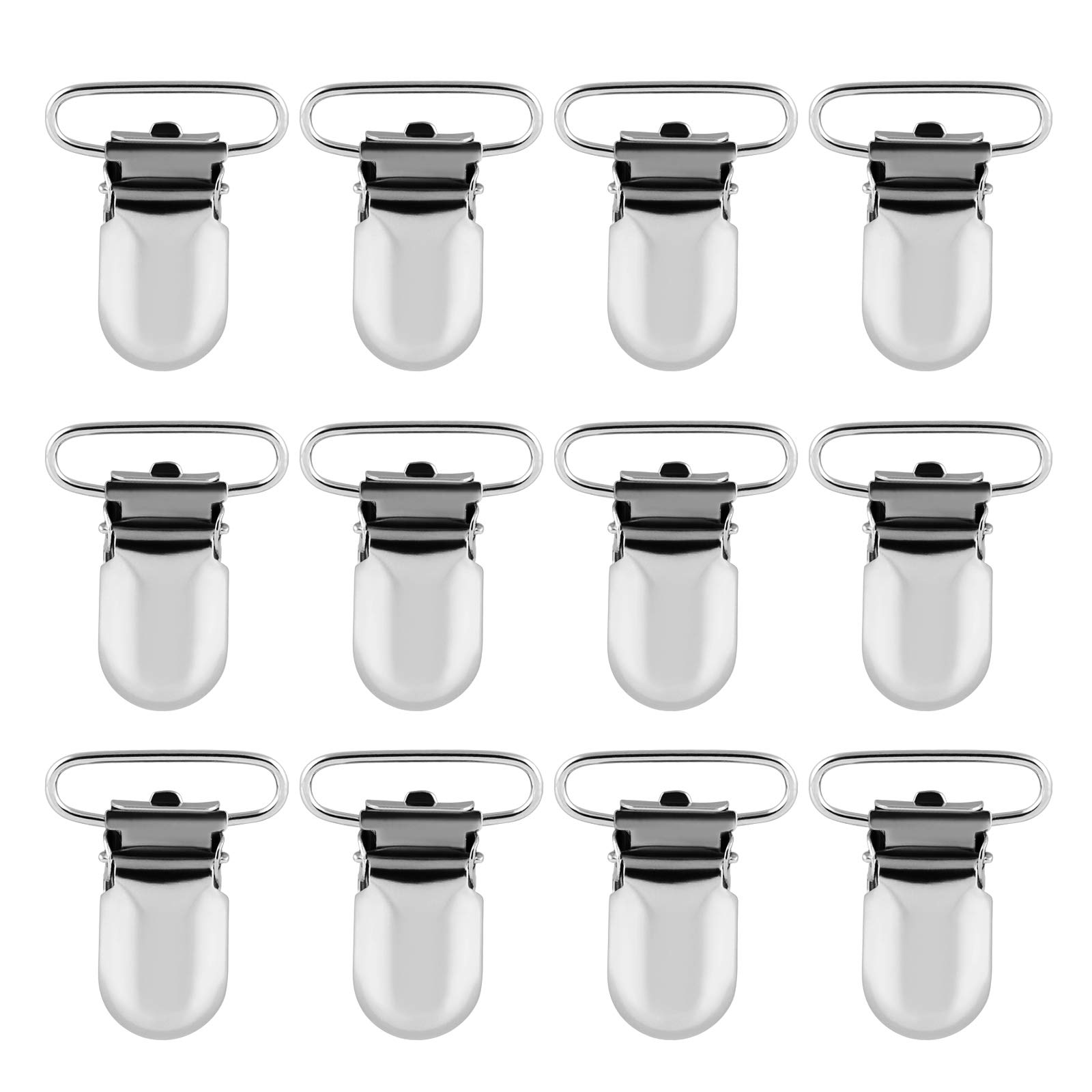 LIHAO 12x Schnuller Clips Metall Schnullerketten Baby Clip Ersatz für Hosenträger 25mm