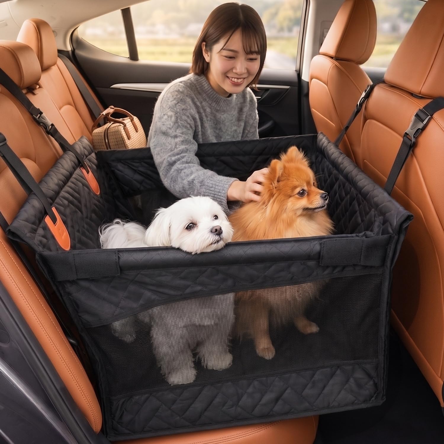 ドライブ 犬 車 シート 防水 犬 ドライブボックス ペット カー用品 中小型犬 大型犬用 多頭飼い対応 脱走防止リード付き